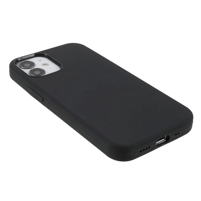 Solid Silicone Slim Microfiber Lining Cushion Texture Cover for iPhone 12 mini 5.4 inch - Black - 4
