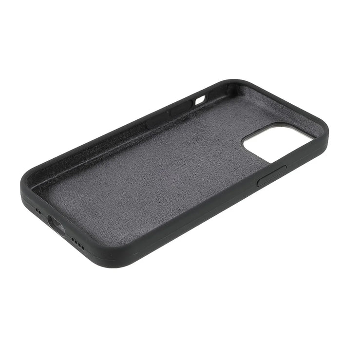 Solid Silicone Slim Microfiber Lining Cushion Texture Cover for iPhone 12 mini 5.4 inch - Black - 6