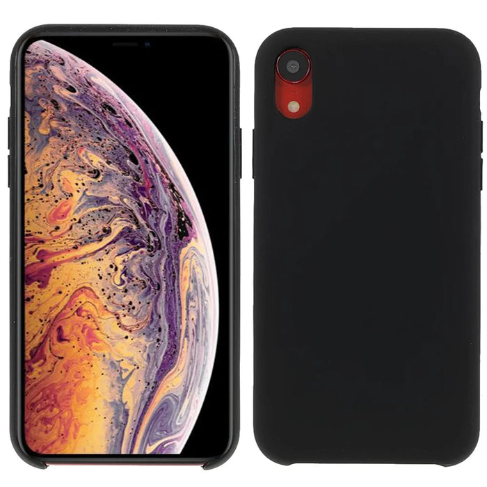Solid Silicone Silky-Soft Touch Full-Body Protective Case for iPhone XR 6.1 inch - Black - 1
