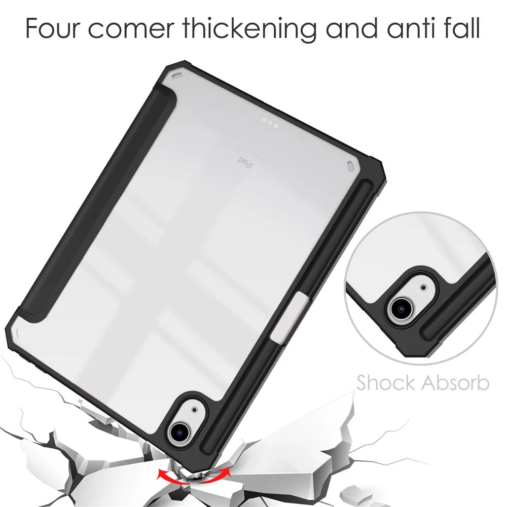 Crystal Clear Back Panel Stand Smart Tablet Case with Pen Slot for iPad mini (2024) / mini (2021) - Black - 5