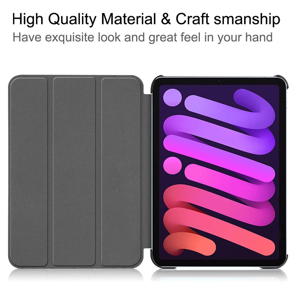 Tri-Fold Stand PU Leather Smart Tablet Protective Cover Tablet Case for iPad mini (2024) / mini (2021) - Black - 4