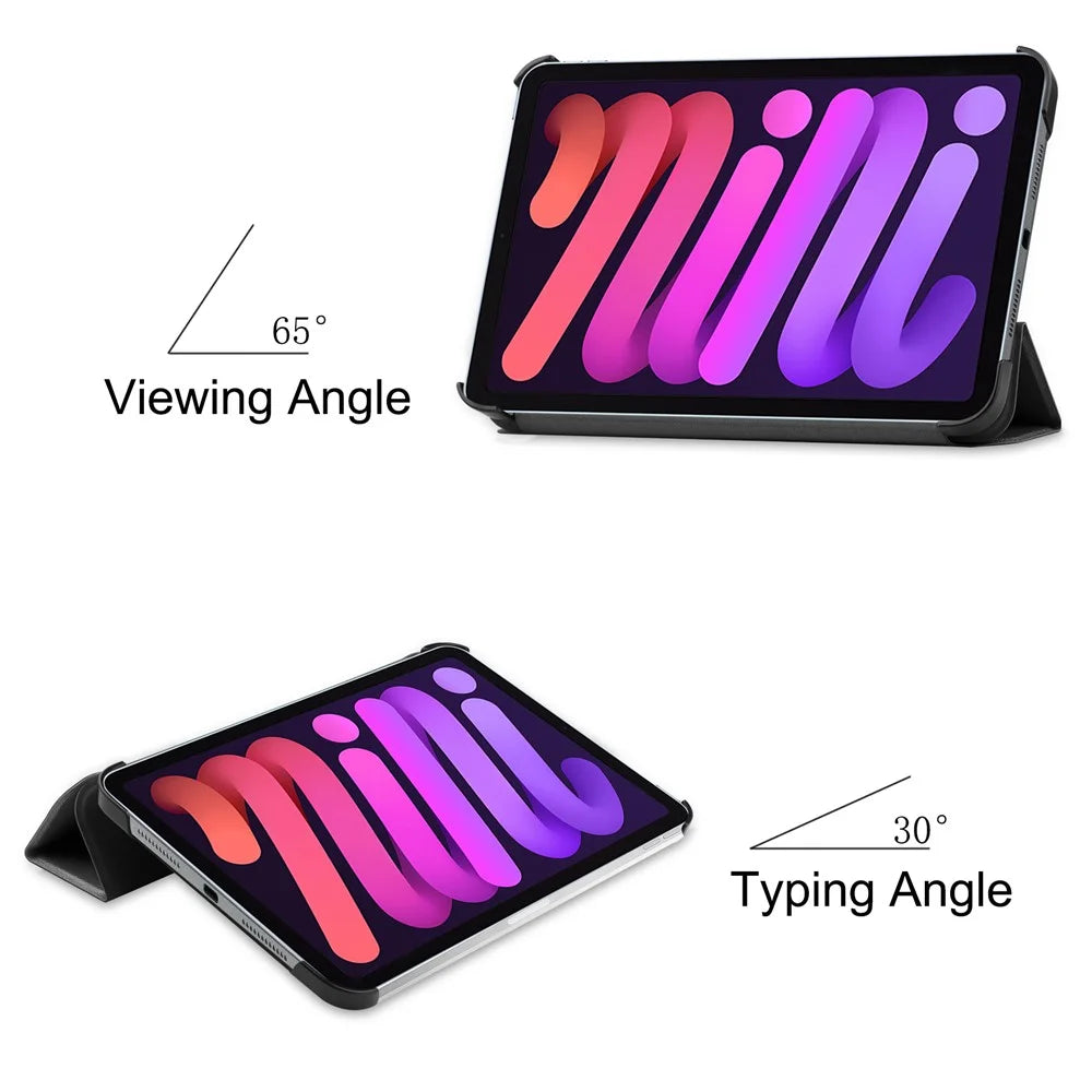 Tri-Fold Stand PU Leather Smart Tablet Protective Cover Tablet Case for iPad mini (2024) / mini (2021) - Black - 6