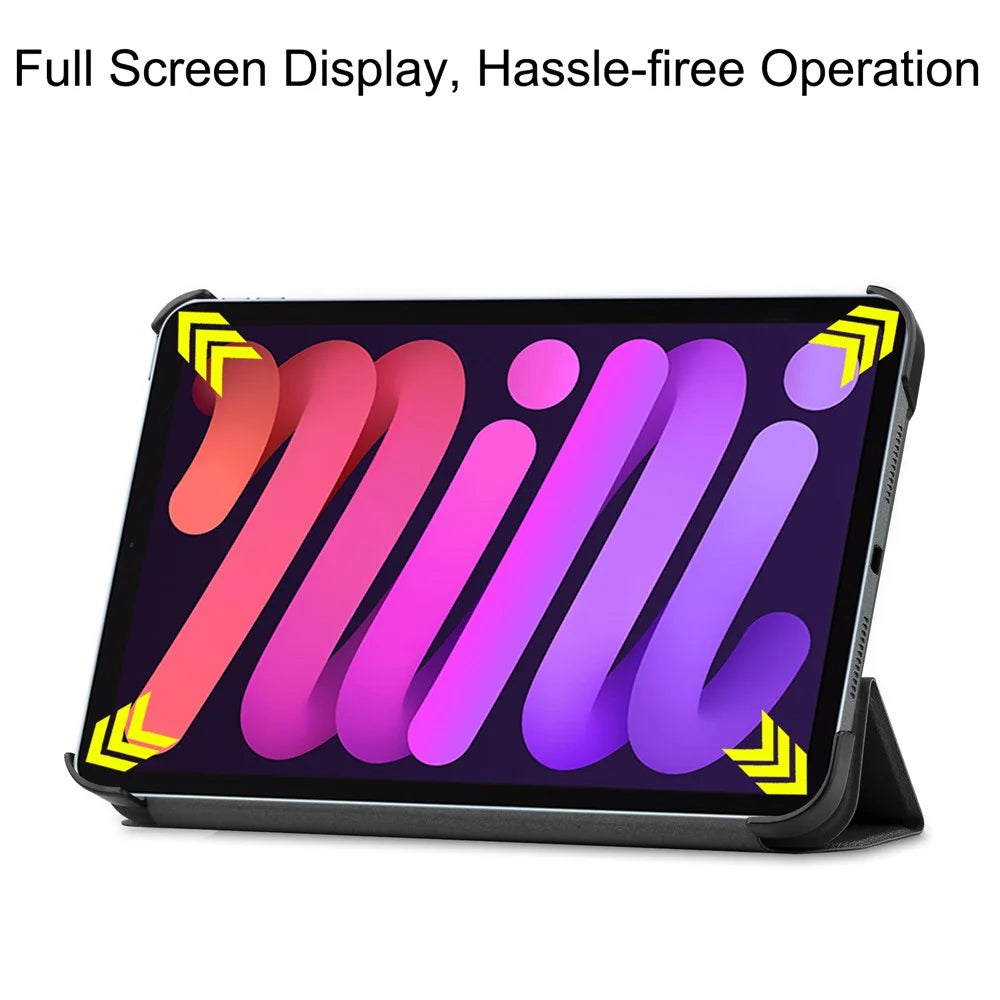 Tri-Fold Stand PU Leather Smart Tablet Protective Cover Tablet Case for iPad mini (2024) / mini (2021) - Black - 7