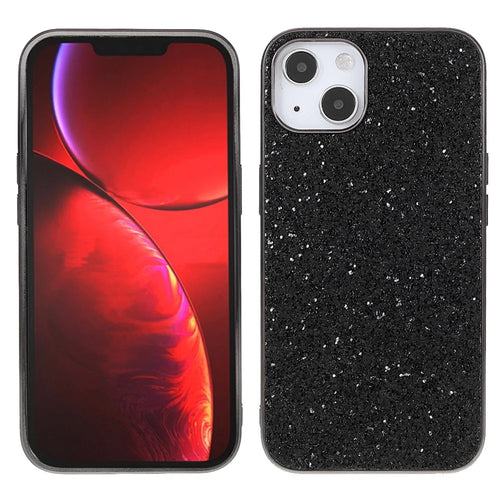 Glitter Bling TPU Electroplating Edge + Hard PC Back Stylish Light Shockproof Phone Cover for iPhone 13 mini 5.4 inch - Black - 1