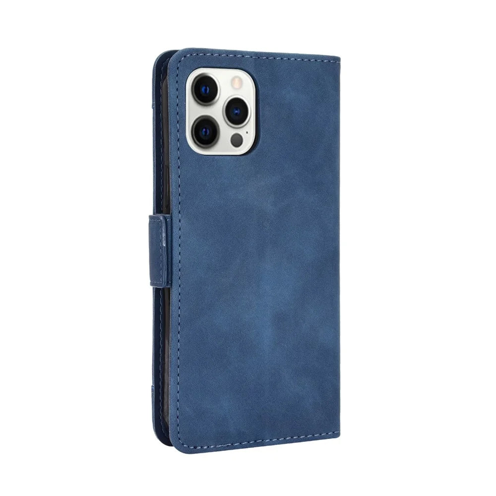 Multiple Card Slots Leather Cell Phone Protective Case with Stand and Wallet for iPhone 13 Pro Max 6.7 inch - Blue - 3