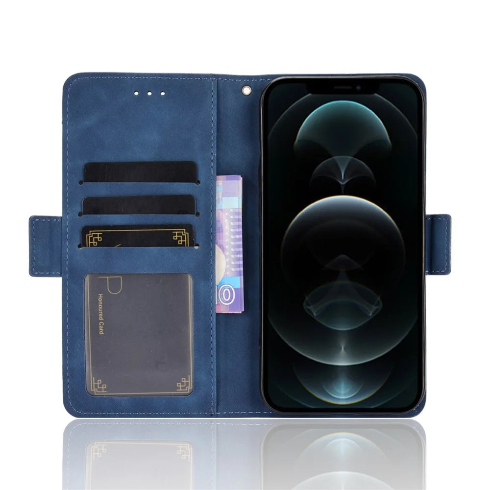 Multiple Card Slots Leather Cell Phone Protective Case with Stand and Wallet for iPhone 13 Pro Max 6.7 inch - Blue - 4