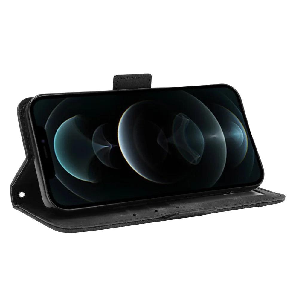 Magnetic Clasp Multiple Card Slot Leather Phone Cover with Stand for iPhone 13 Pro 6.1 inch - Black - 5