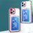 Anti-Fall TPU + PC Double Layers Shockproof Clear Phone Case with Card Holder for iPhone 13 6.1 inch - Mint Green - 7
