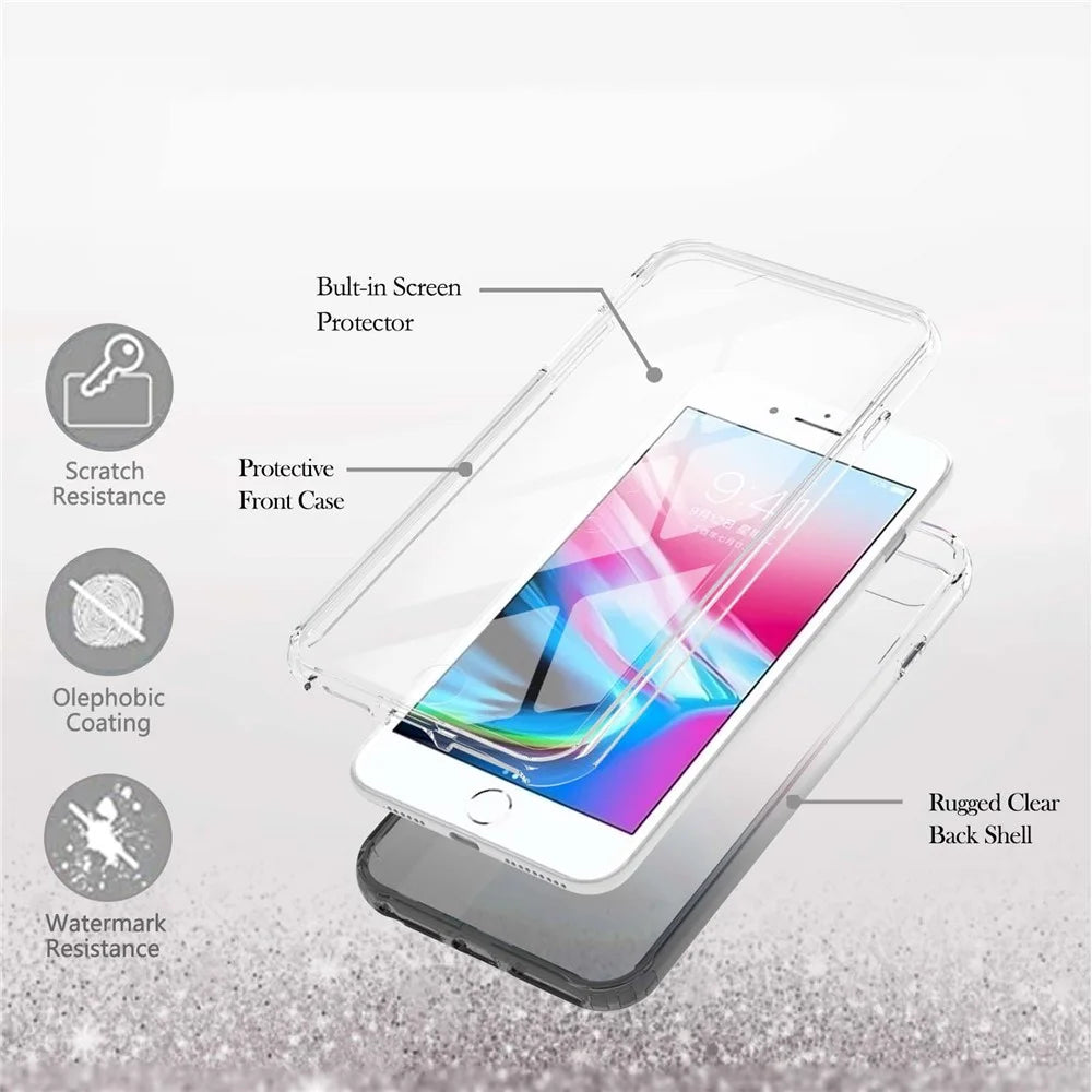 Transparent LA1 Series Gradient Color TPU Cover + PC Frame + PET Screen Protector Phone Case Shell for iPhone 6s/SE (2022)/SE (2020)/8/7 - Black - 2