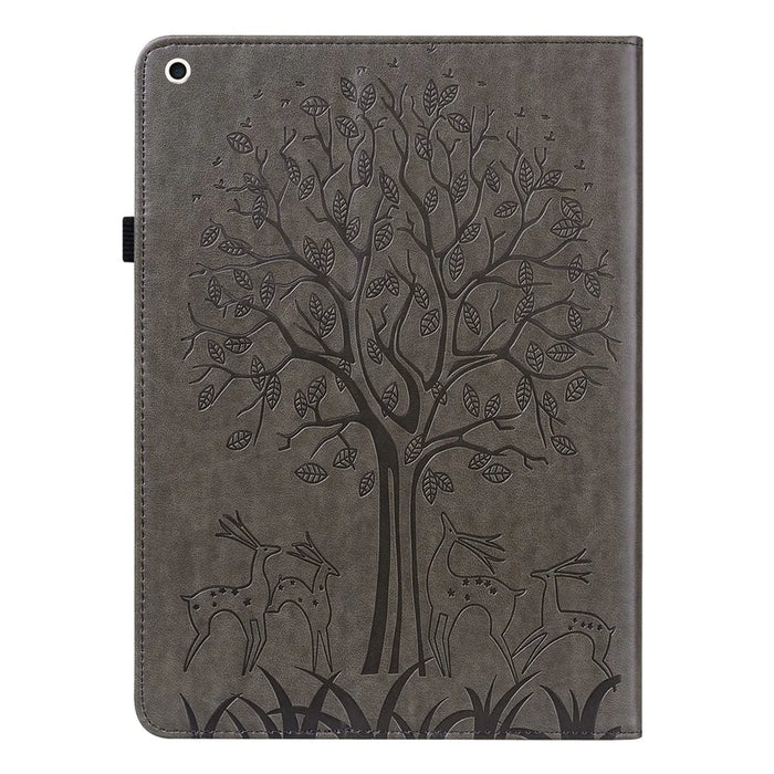 Shock-Proof Tree and Deer Pattern Imprinting Delicate Leather Stand Tablet Cover for iPad 10.2 (2021)/(2020)/(2019) - Grey - 2