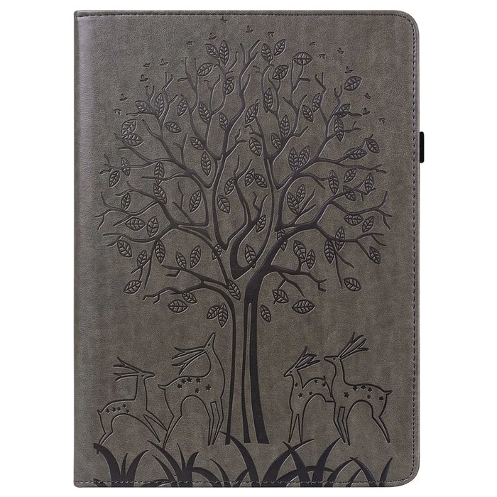 Shock-Proof Tree and Deer Pattern Imprinting Delicate Leather Stand Tablet Cover for iPad 10.2 (2021)/(2020)/(2019) - Grey - 3