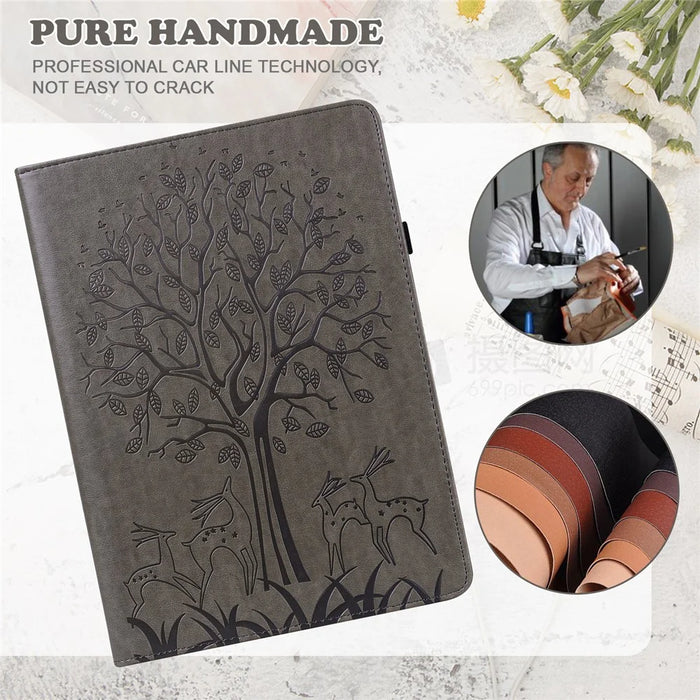 Shock-Proof Tree and Deer Pattern Imprinting Delicate Leather Stand Tablet Cover for iPad 10.2 (2021)/(2020)/(2019) - Grey - 4