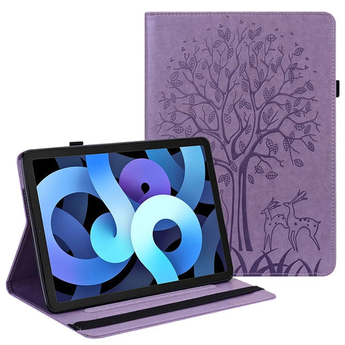 Card Slots Tree and Deer Pattern Leather Stand Tablet Cover for iPad Air 11 (2026) / (2025) / (2024) / Air (2022) / (2020) - Purple - 1