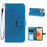 HAT PRINCE PU Leather Imprinting Flower Leather Phone Cover Wallet Case for iPhone 13 Pro 6.1 inch - Blue - 1
