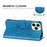 HAT PRINCE PU Leather Imprinting Flower Leather Phone Cover Wallet Case for iPhone 13 Pro 6.1 inch - Blue - 2