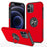 Ring Kickstand Shockproof Hybrid PC Back Soft TPU Frame Protection Phone Case for iPhone 13 Pro Max 6.7 inch - Red - 1