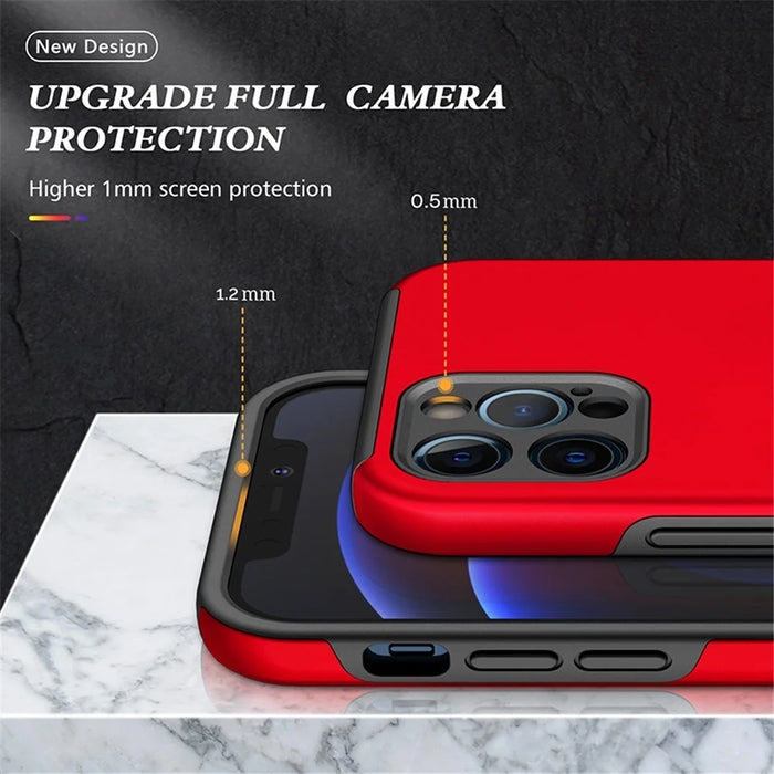 Ring Kickstand Shockproof Hybrid PC Back Soft TPU Frame Protection Phone Case for iPhone 13 Pro Max 6.7 inch - Red - 5