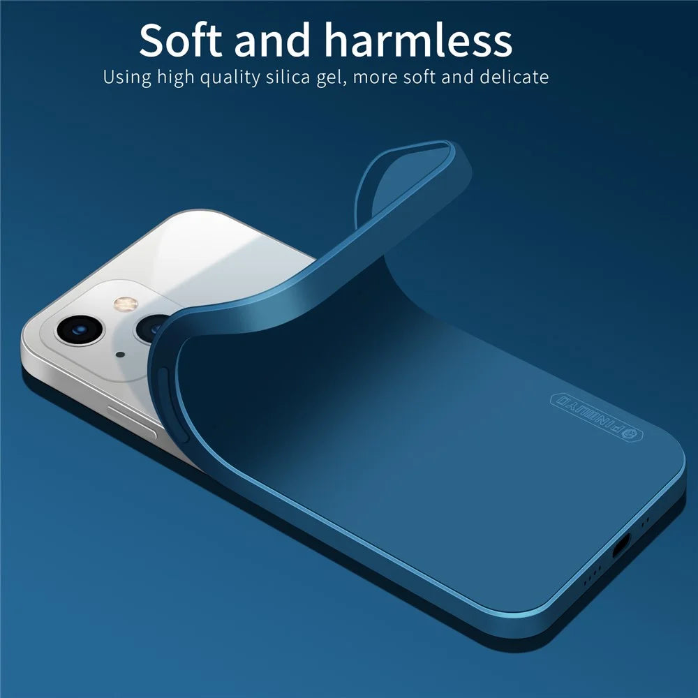 PINWUYO Soft Liquid Silicone Precise Cutouts All-Around Protective Phone Case for iPhone 13 mini 5.4 inch - Black - 7