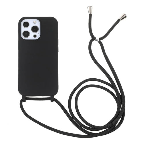 Soft TPU Cell Phone Cover Protective Shell with Lanyard for iPhone 13 Pro 6.1 inch - Black - 1