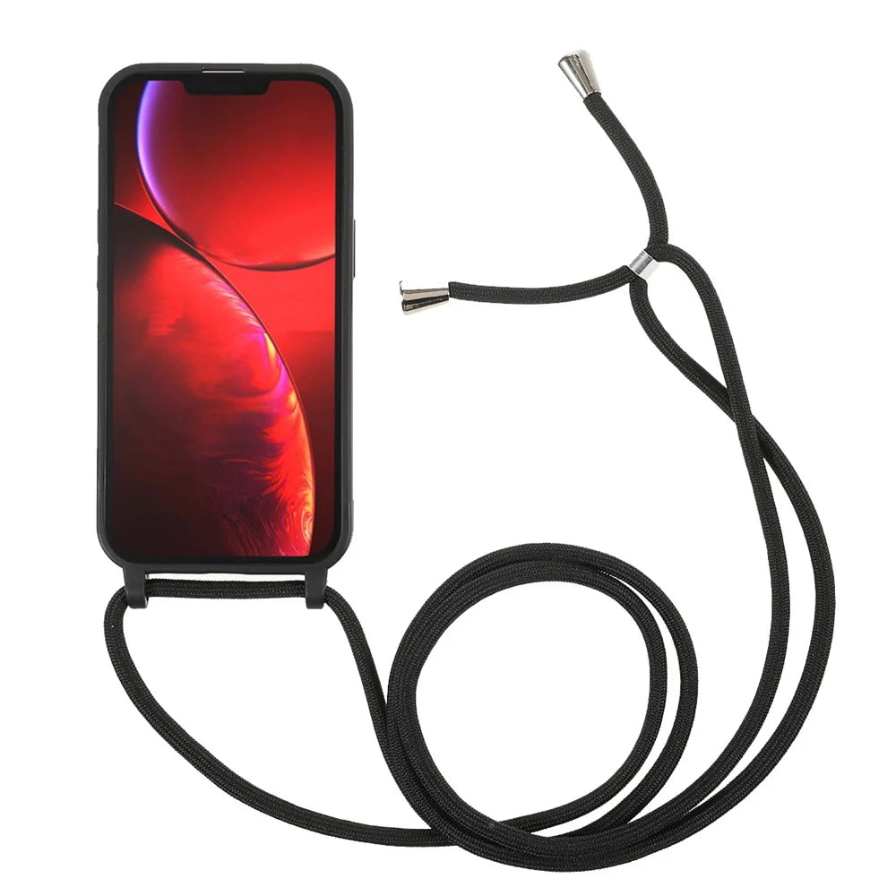 Soft TPU Cell Phone Cover Protective Shell with Lanyard for iPhone 13 Pro 6.1 inch - Black - 2