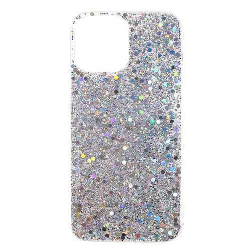 Flash Powder Sequins Stylish Acrylic+TPU Phone Case for iPhone 13 mini 5.4 inch - Silver - 1