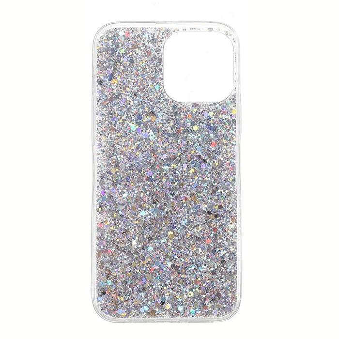 Flash Powder Sequins Stylish Acrylic+TPU Phone Case for iPhone 13 mini 5.4 inch - Silver - 2