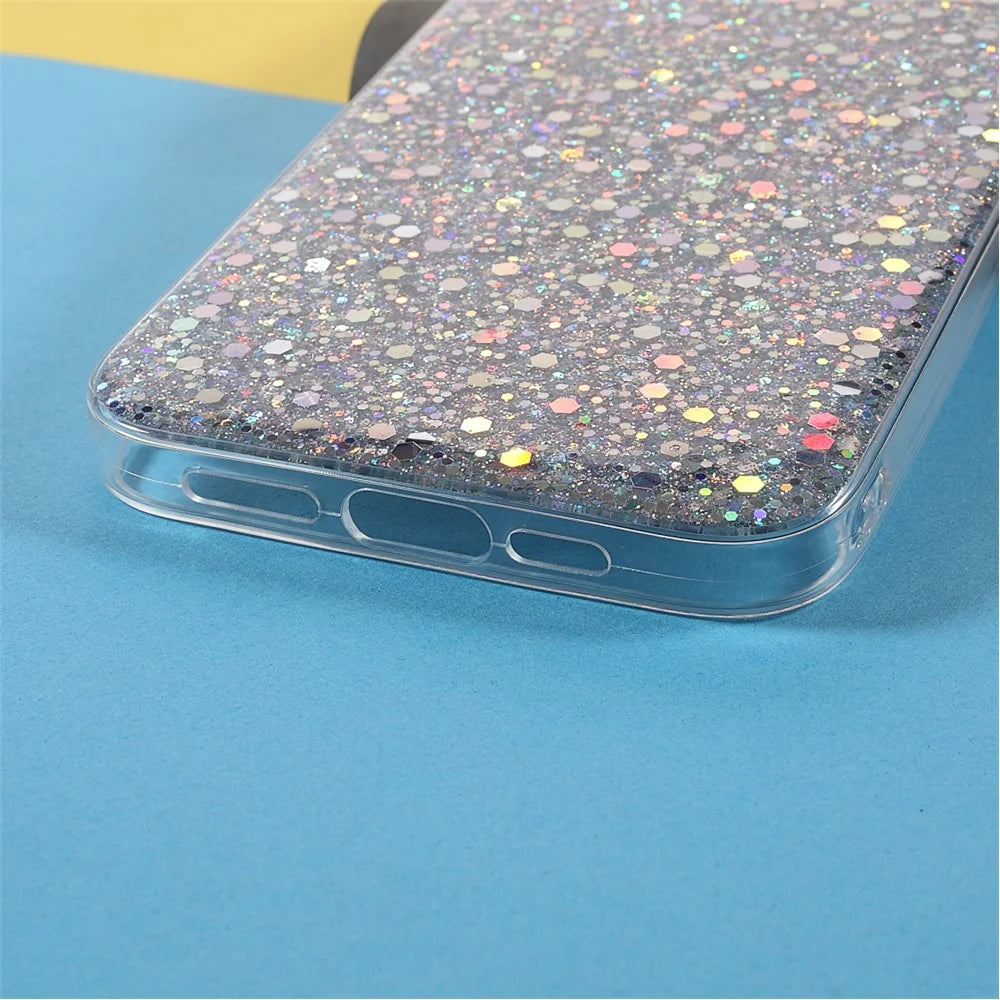 Flash Powder Sequins Stylish Acrylic+TPU Phone Case for iPhone 13 mini 5.4 inch - Silver - 5