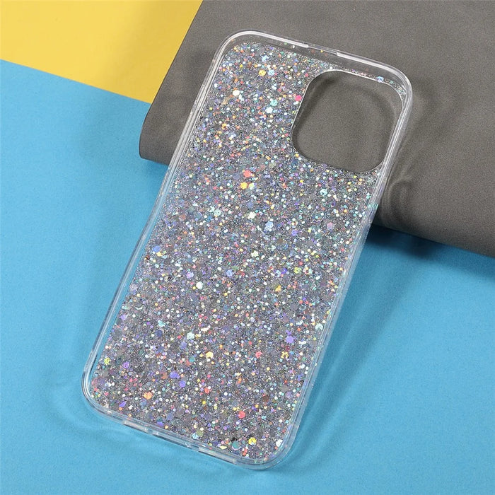 Flash Powder Sequins Stylish Acrylic+TPU Phone Case for iPhone 13 mini 5.4 inch - Silver - 6