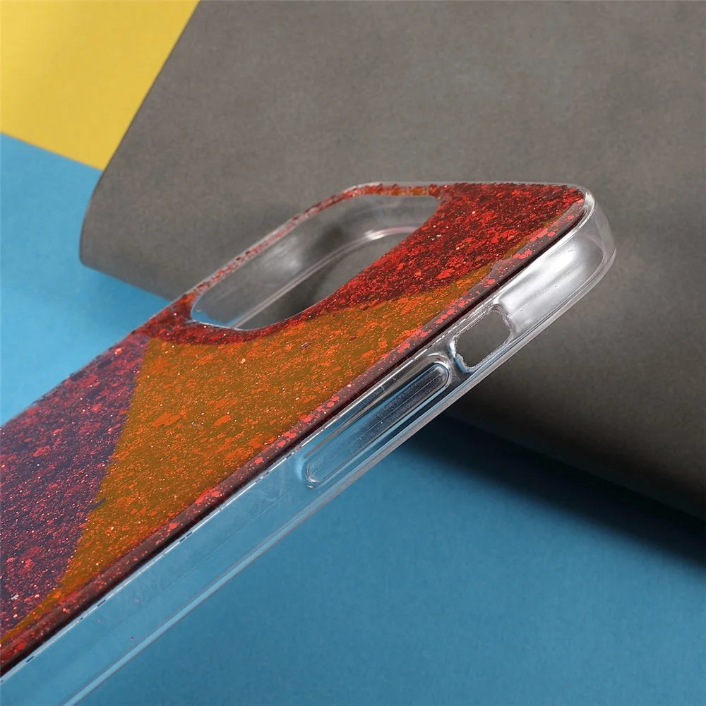 For iPhone 13 Case Bling Powder Sequins TPU Phone Cover - Red - 7