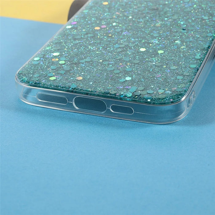 Flash Powder Sequins Thin Light Durable Acrylic+TPU Phone Case for iPhone 13 Pro 6.1 inch - Baby Blue - 5