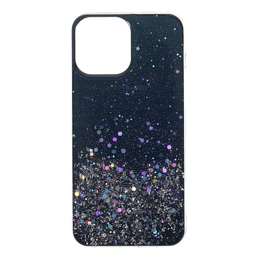 Flash Powder Sequins Fashionable Anti-Drop Acrylic+TPU Phone Cover for iPhone 13 Pro Max 6.7 inch - Black - 1