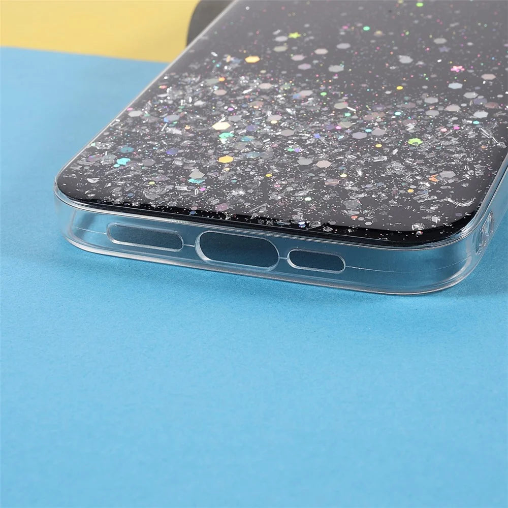 Flash Powder Sequins Fashionable Anti-Drop Acrylic+TPU Phone Cover for iPhone 13 Pro Max 6.7 inch - Black - 5