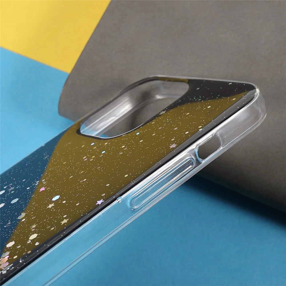 Flash Powder Sequins Fashionable Anti-Drop Acrylic+TPU Phone Cover for iPhone 13 Pro Max 6.7 inch - Black - 7