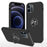 Soft Flexible TPU + Hard PC Back Shell Shockproof Cover with Ring Car Mount Kickstand for iPhone 13 6.1 inch - Black - 1