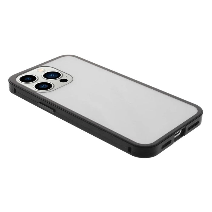 For iPhone 13 Pro Max Full Body Case Magnetic Tempered Glass Double-Sided Phone Case - Black - 4