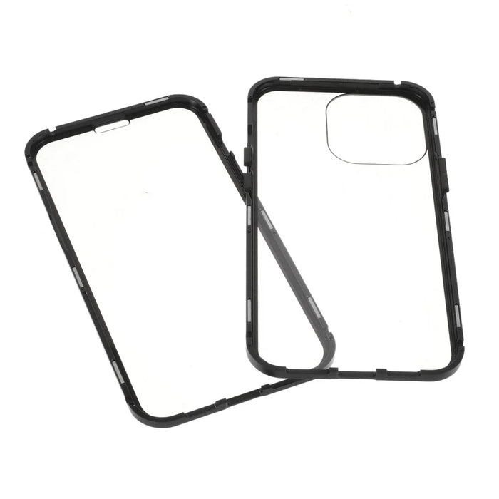 For iPhone 13 Pro Max Full Body Case Magnetic Tempered Glass Double-Sided Phone Case - Black - 7