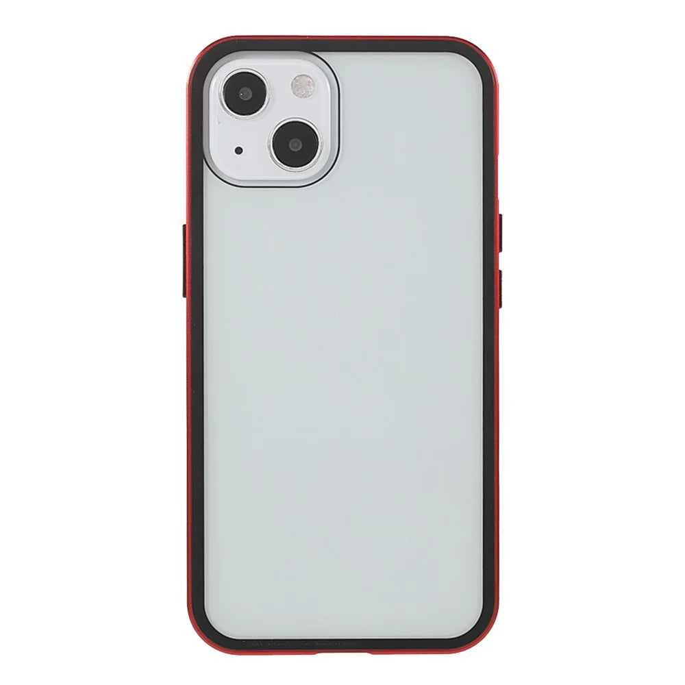 For iPhone 13 Full Body Case Magnetic Tempered Glass Double-Sided Phone Case - Red - 2