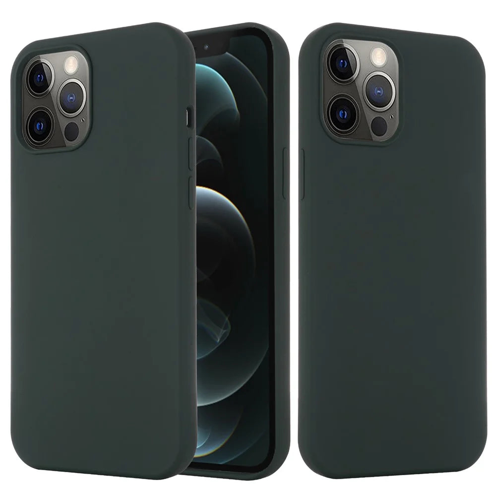 Compatible with MagSafe Liquid Silicone Magnetic Absorption Phone Shell Cellphone Protection Case for iPhone 13 Pro Max 6.7 inch - Dark Green - 1
