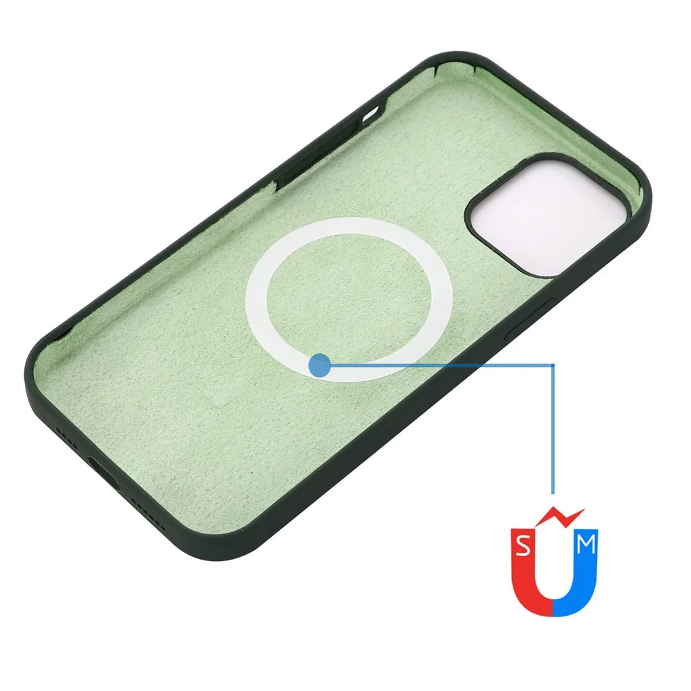 Compatible with MagSafe Liquid Silicone Magnetic Absorption Phone Shell Cellphone Protection Case for iPhone 13 Pro Max 6.7 inch - Dark Green - 4