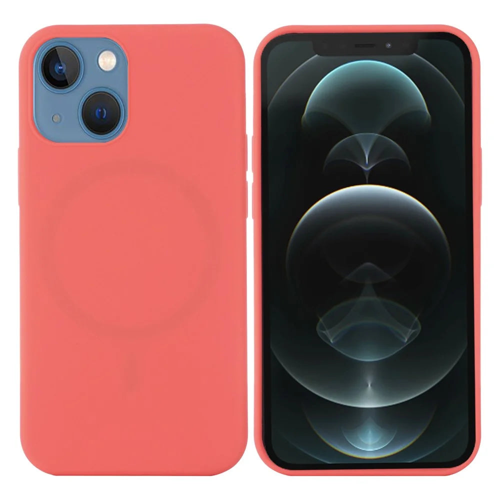 For iPhone 13 mini 5.4 inch Liquid Silicone Phone Cover Protective Case for Magnetic Charging - Hot Pink - 2