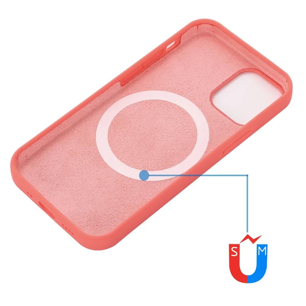 For iPhone 13 mini 5.4 inch Liquid Silicone Phone Cover Protective Case for Magnetic Charging - Hot Pink - 4