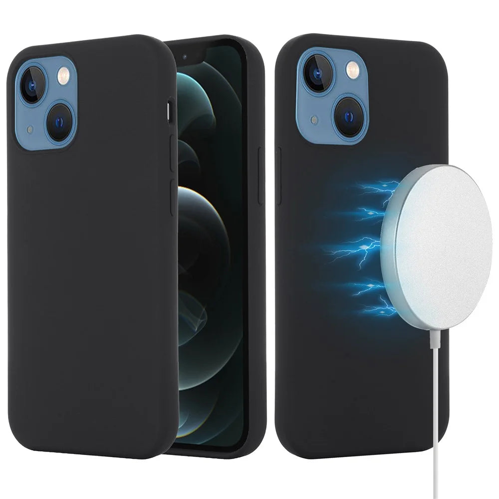For iPhone 13 Cover Compatible with MagSafe Liquid Silicone Phone Case - Black - 1