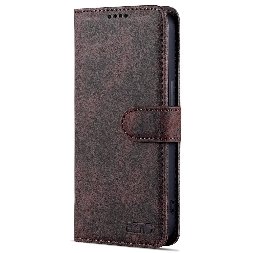 AZNS Full Protection Anti-Drop Anti-Scratch Wallet Design Phone Case with Stand for iPhone 13 Pro Max 6.7 inch - Brown - 2