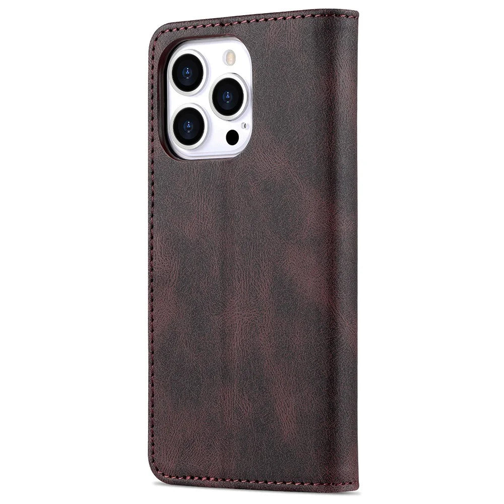 AZNS Full Protection Anti-Drop Anti-Scratch Wallet Design Phone Case with Stand for iPhone 13 Pro Max 6.7 inch - Brown - 3