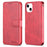AZNS Magnetic Clasp Wallet Stand Design Anti-Scratch Lightweight Leather Phone Cover Case for iPhone 13 mini 5.4 inch - Red - 1