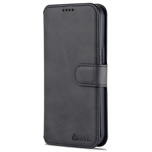 AZNS Wallet Stand Design Anti-Fall Magnetic Clasp Lightweight Leather Phone Cover Case for iPhone 13 Pro Max 6.7 inch - Black - 2