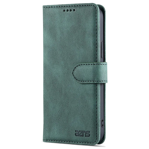 AZNS Stylish Drop-Proof Anti-Scratch Protective Wallet Design Phone Case with Stand for iPhone 13 6.1 inch - Green - 2