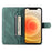 AZNS Stylish Drop-Proof Anti-Scratch Protective Wallet Design Phone Case with Stand for iPhone 13 6.1 inch - Green - 5
