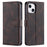 AZNS Wallet Stand Design Folio Flip Leather Phone Case Shell for iPhone 13 mini 5.4 inch - Brown - 1