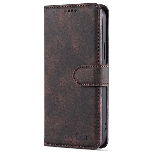 AZNS Wallet Stand Design Folio Flip Leather Phone Case Shell for iPhone 13 mini 5.4 inch - Brown - 2